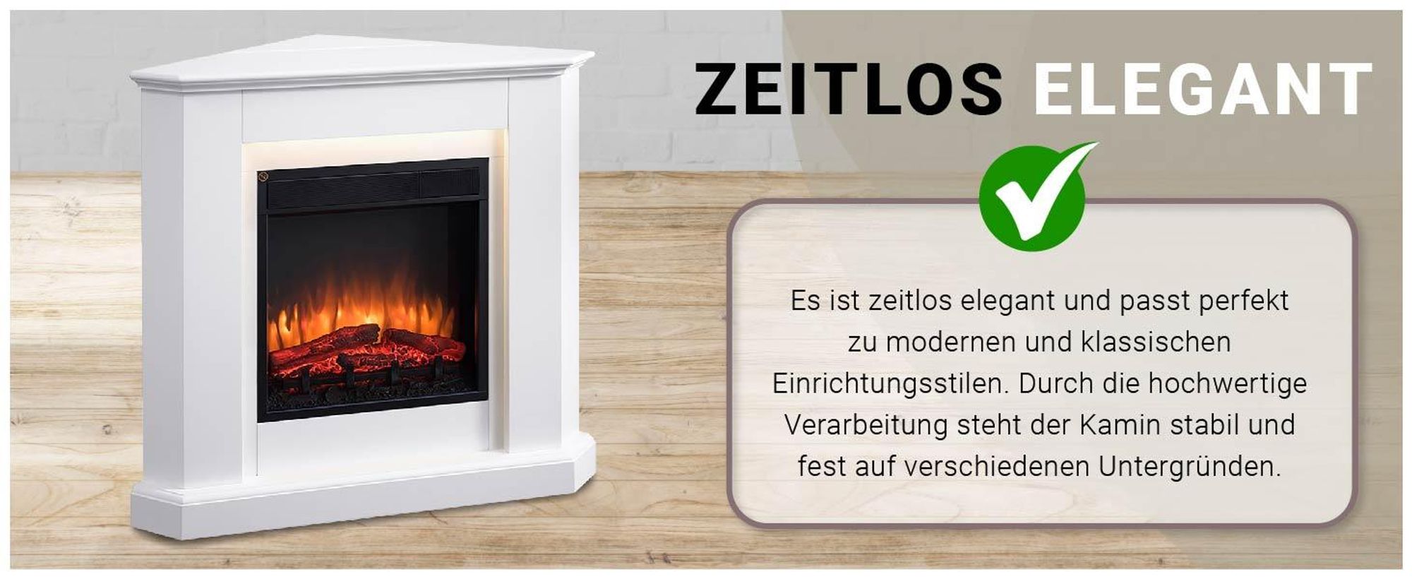 Elektrokamin BALDERIA Candela - Eckkamin - Weiß