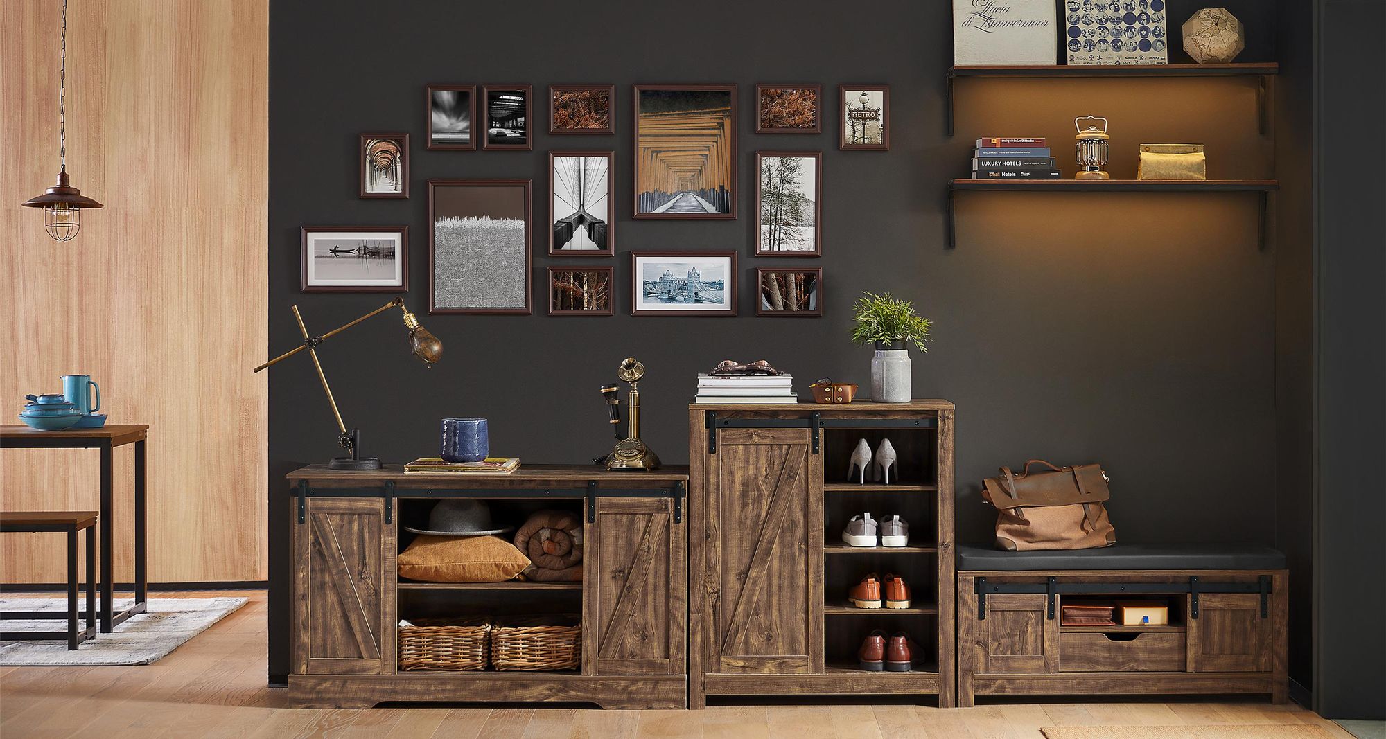 SoBuy Sideboard Küchenschrank Kommode Flurschrank Beistellschrank mit Schiebetüren Verstellbare Regalböden Platzsparend Vielseitig für Küche FSB60-N