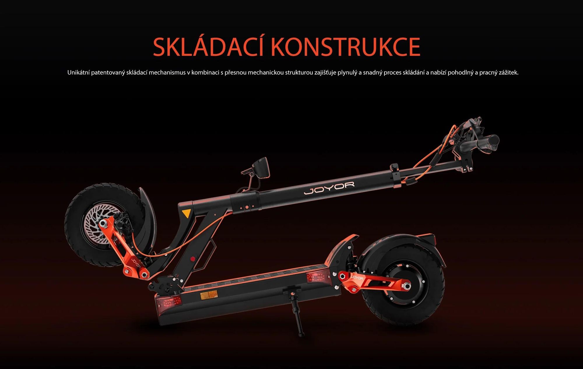 JOYOR T6 Skládací Elektrická koloběžka - 600W Motor 48V18AH Baterie 10 Palcové Pneumatiky Disk Brzdami - Černá