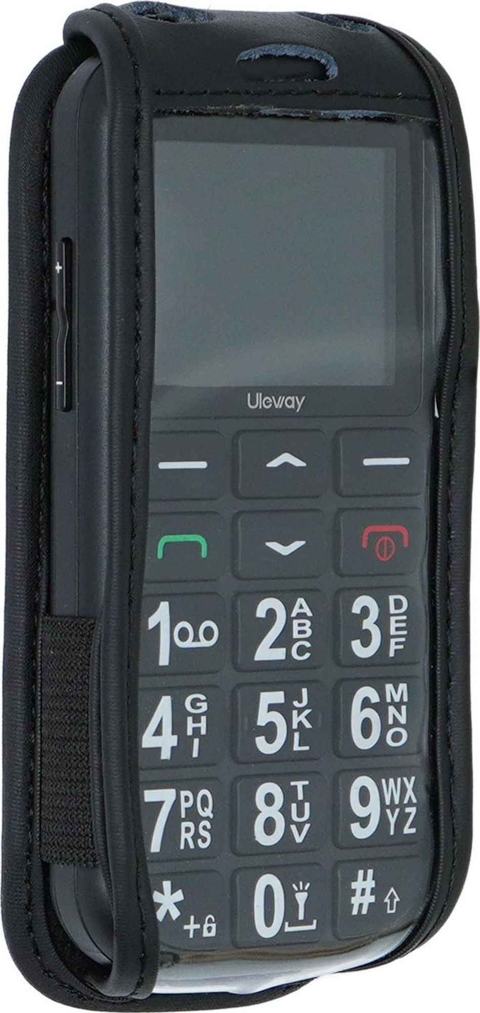caseroxx Ledertasche mit Gürtelclip kompatibel mit Uleway G180 Seniorenhandy aus Echtleder, Tasche mit Gürtelclip und Sichtfenster Bild 2