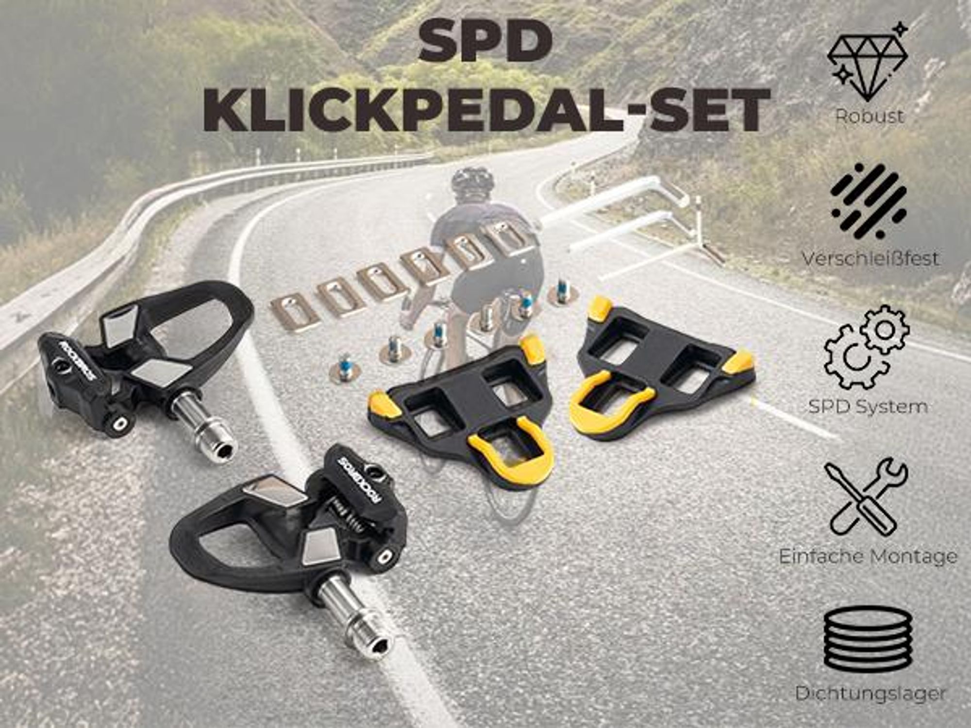 ROCKBROS SPD Fahrradpedale Carbon Ultraleicht Klickpedale & Clipless Pedals für MTB, Rennrad