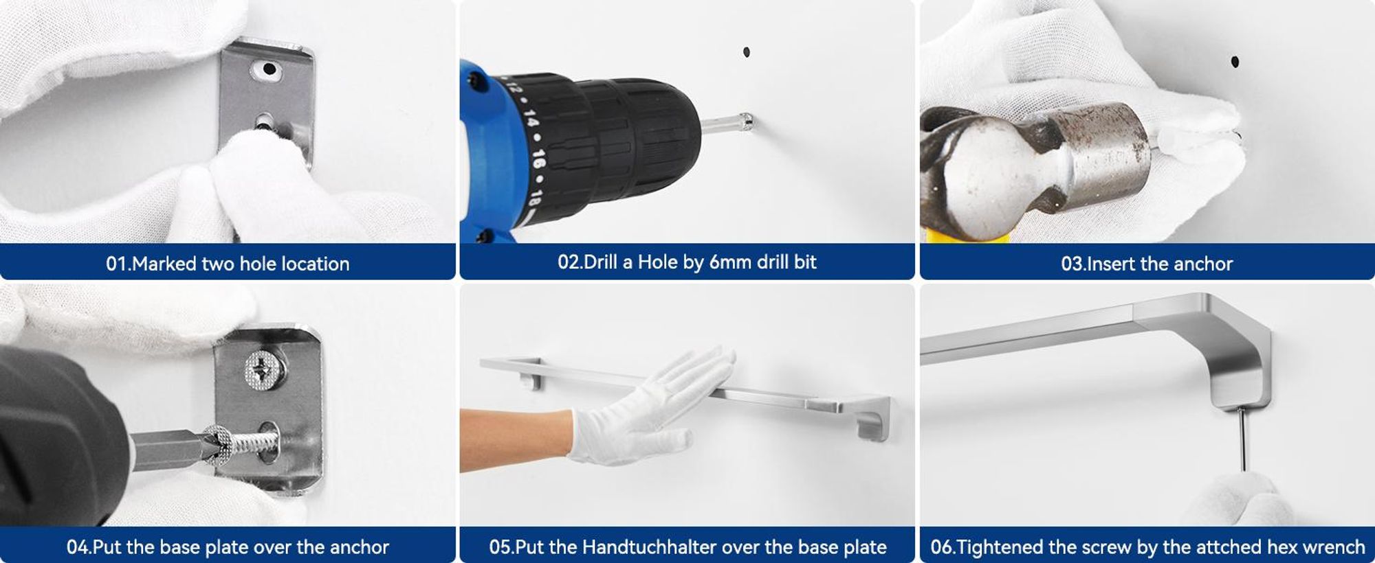 CECIPA quadratischer Handtuchhalter, gebürsteter Edelstahl Badetuchhalter, moderner Wand Handtuchstange für Badezimmer