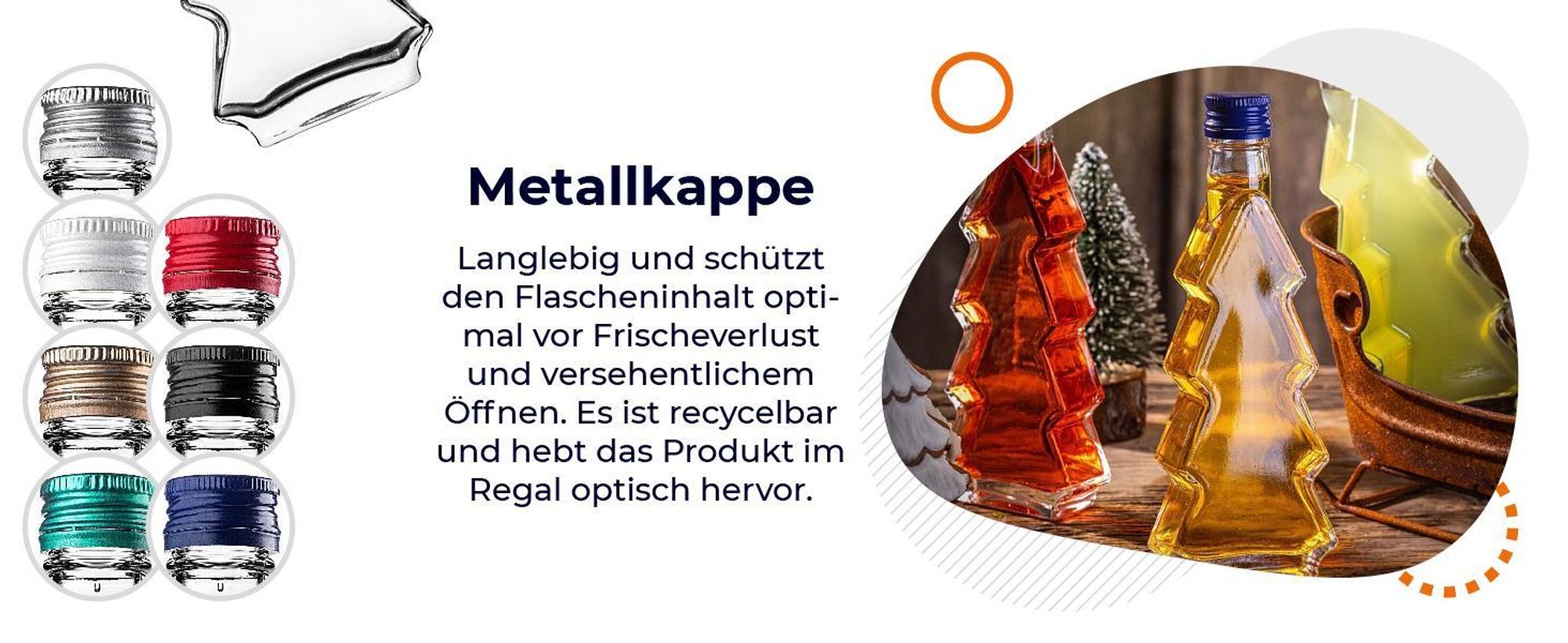 KADAX Glasflaschen in Tannenbaum Form, 200ml, 10 Stück, Weihnachtsflaschen mit Schraubverschluss, Likörflaschen für Weihnachten, leere Schnapsflaschen zum Befüllen (Gold)