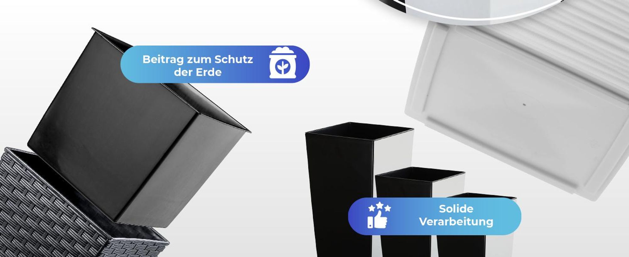KADAX Blumentopf Set, Blumenkübel aus Kunststoff "Masiera", Innen- und Außenbereich, Weiß Matt, 3er Set XL