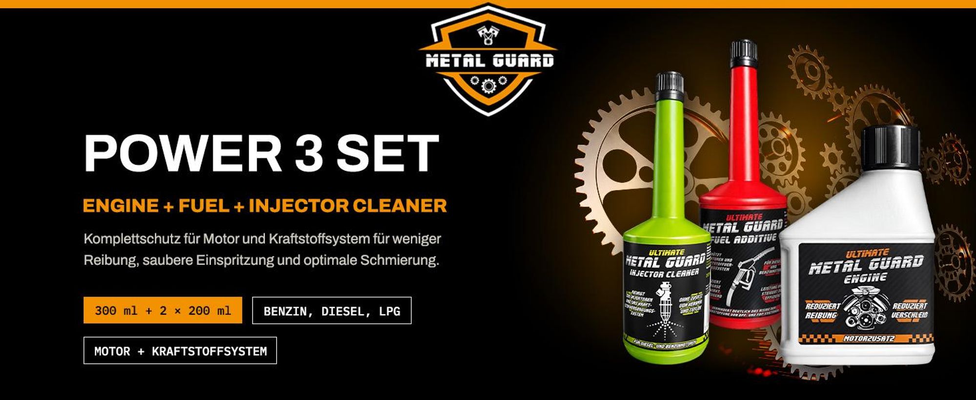 Metal Guard Set 700 ml Engine Fuel Injector Cleaner Motoröl Additiv Kraftstoffzusatz Diesel Benzin Motorschutz Reibungsschutz