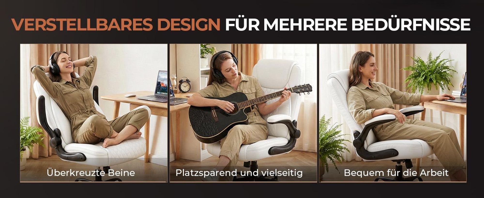 GTPLAYER Bürostuhl Ergonomisch, Schreibtischstuhl, Chefsessel mit Hoher Rückenlehne, Hochklappbaren Armlehnen, Höhenverstellbar, Extra Breit Sitz
