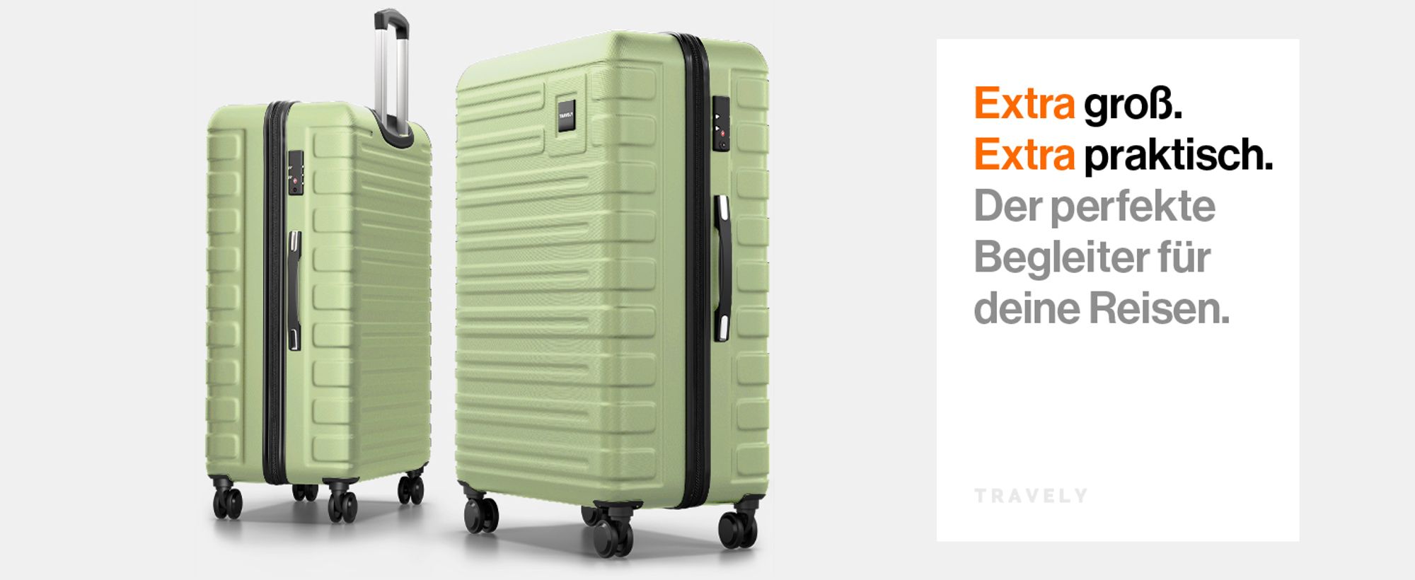 Travely Polycarbonat Koffer Groß 77cm XL - 100L Innenvolumen - 158cm Gurtmaß, sehr robuster Hartschalen Koffer mit sanften Rollen & TSA Schloss, Reisekoffer, Koffer & Trolleys, Reisekoffer mit Rollen