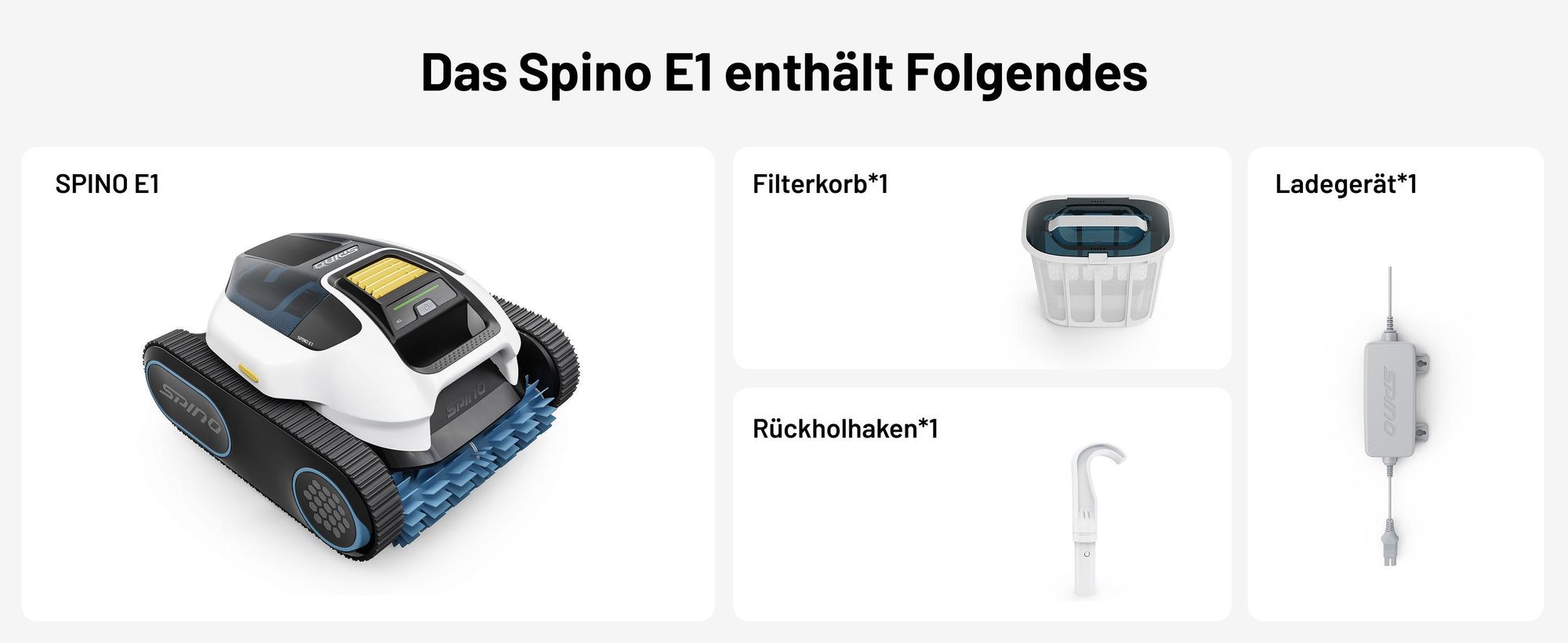 Mammotion Poolroboter Spino E1 Kabellos Poolsauger bis 150m² Pools, 6 Ah, 210 Min Laufzeit, App, SmartArc Routenplan, für Boden, Wand, Wasserlinien