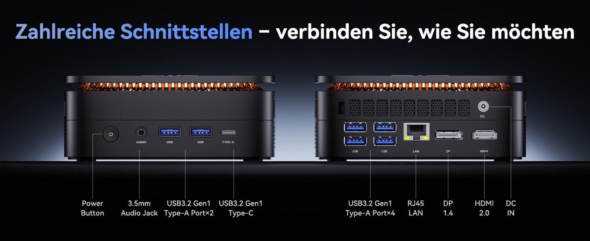 ACEMAGIC P1 Mini PC,AΜD Ryzen R2544 (4C/8T, bis 3,7 GHz) | 8GB DDR4+256GB SSD(max.4TB) | Windows11 Pro | WiFi 5 | BT4.2