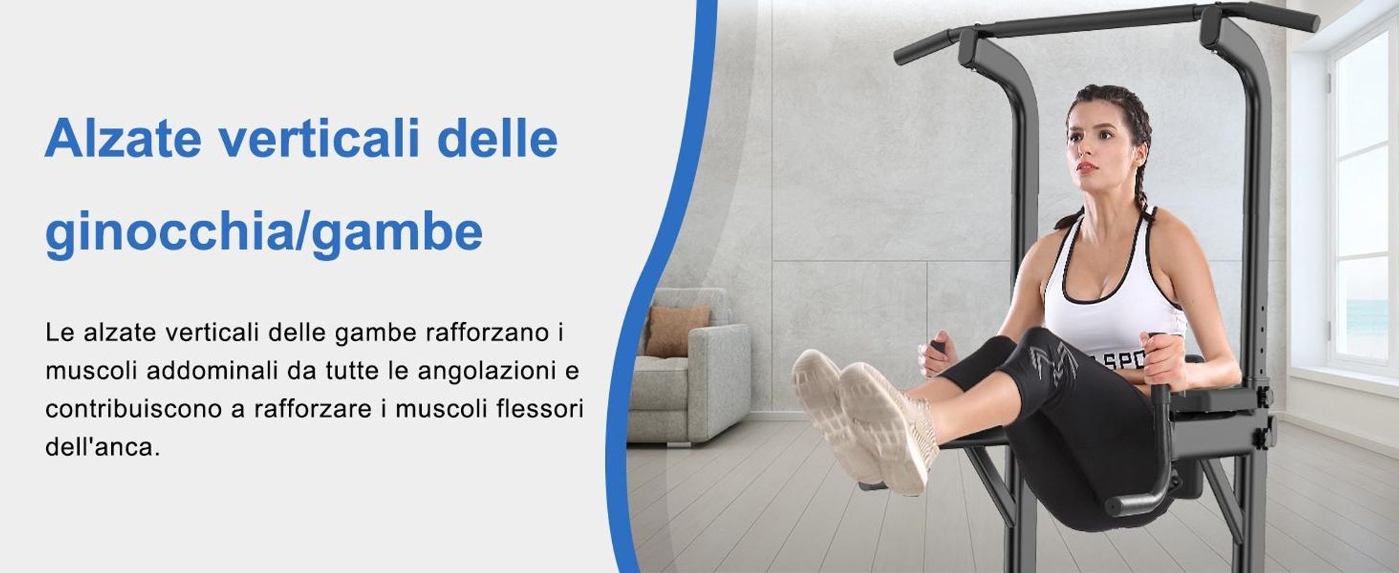 DH FitLife Power Tower Dip Station - Attrezzatura per allenamento a casa, con barra per trazioni e supporto regolabile