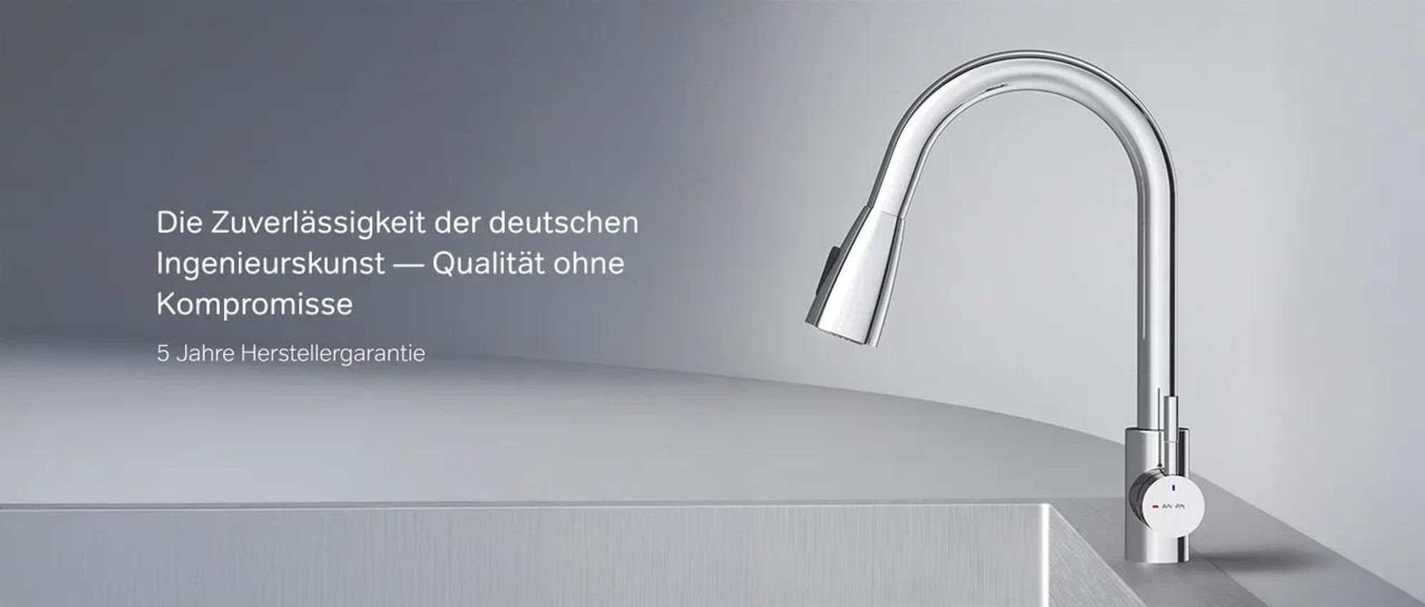 AM.PM Wasserhahn Küche Chrom Hochdruck Küchenarmatur Ausziehbar 360° Drehbar, Mischbatterie Küche Wasserhahn Ausziehbar mit 2 Modus, Armatur Küche