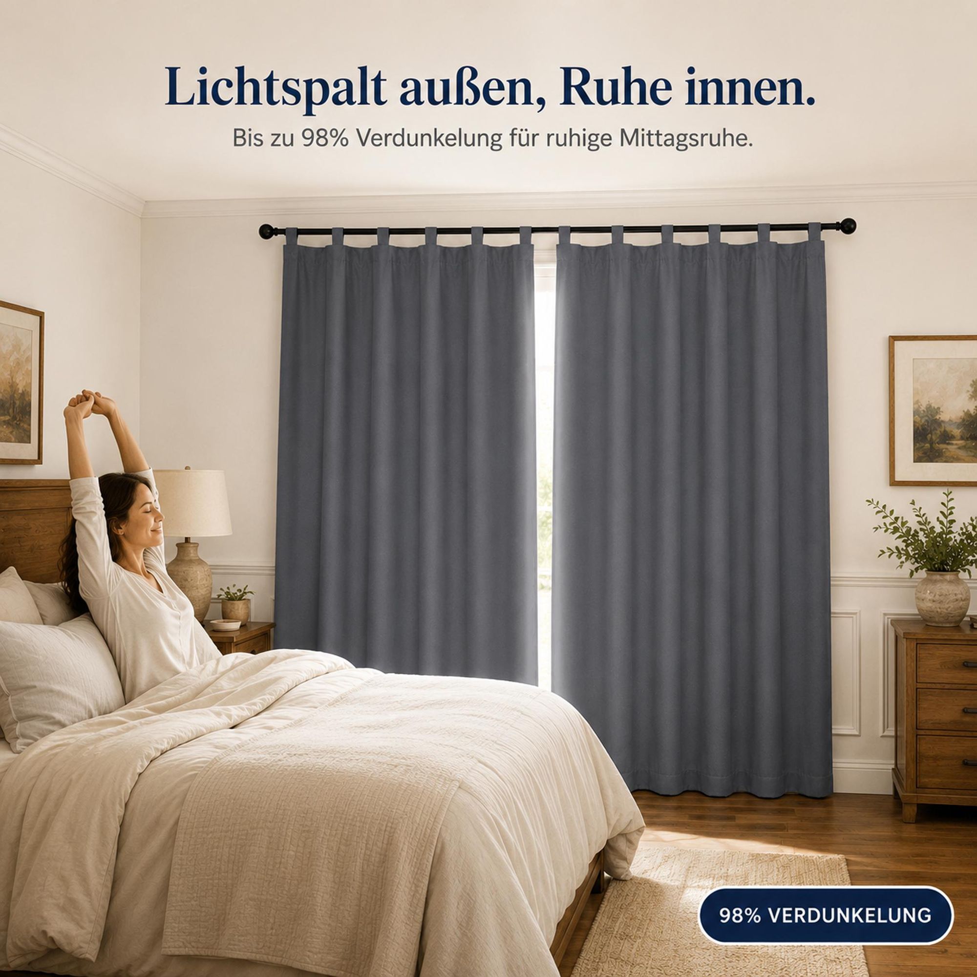 Schlaufen Vorhänge Blickdicht Dunkelgrau, Wohnzimmer Schlafzimmer Thermo Verdunklungsvorhänge 132 x 241 cm (2er-Set), Wasserdicht Sichtschutz Gardinen