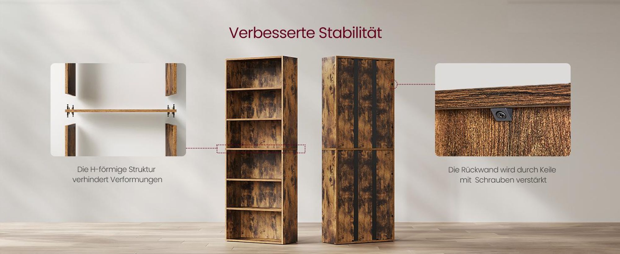 VASAGLE Bücherregal, mit 6 Ebenen, Standregal, Aufbewahrungsregal, für Wohnzimmer, Büro