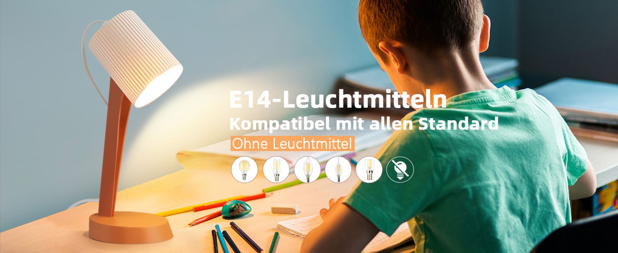 ZMH Tischleuchte orange E14 Nachttischlampe 2er Set Wohnzimmer Tischlampe mit Kabel Tischlampen Moderne Landhausstil für Esstisch Schlafzimmer