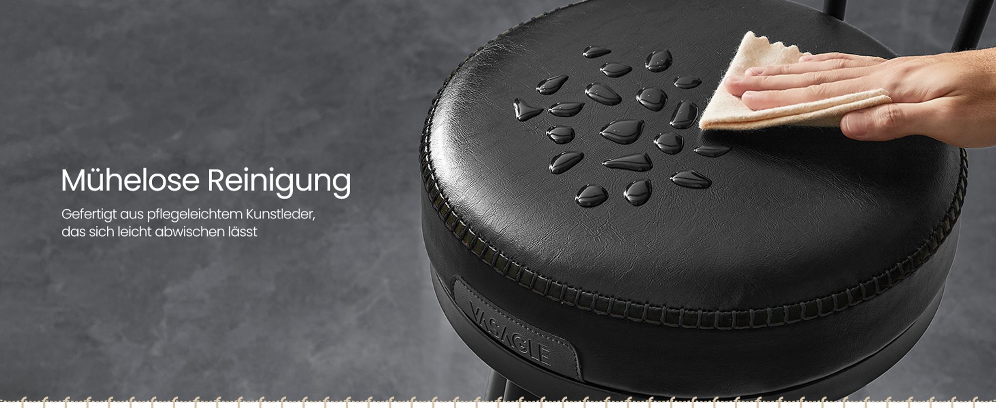 VASAGLE EKHO Kollektion - 360° drehbarer Barhocker, 2er Set, Hocker mit Rückenlehne für Bartisch