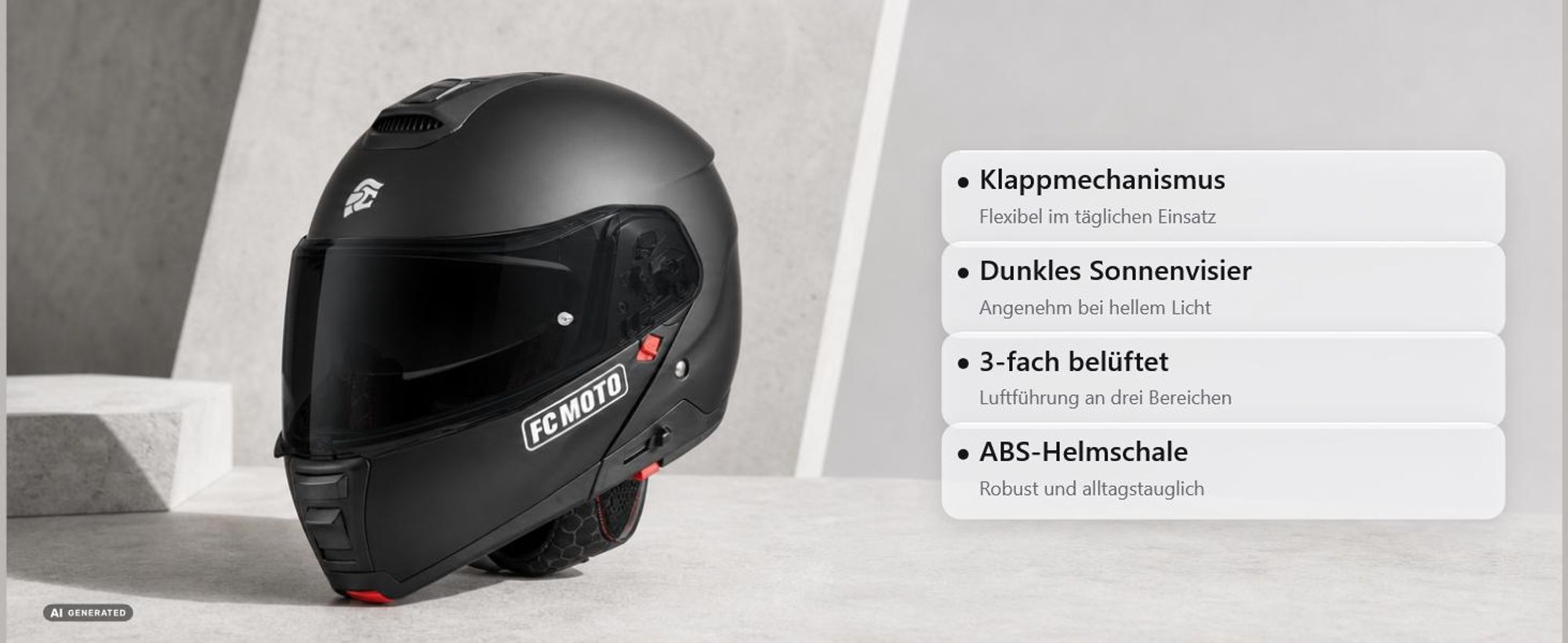 FC-Moto G-376 Klapphelm, schwarz matt, XL (61/62)