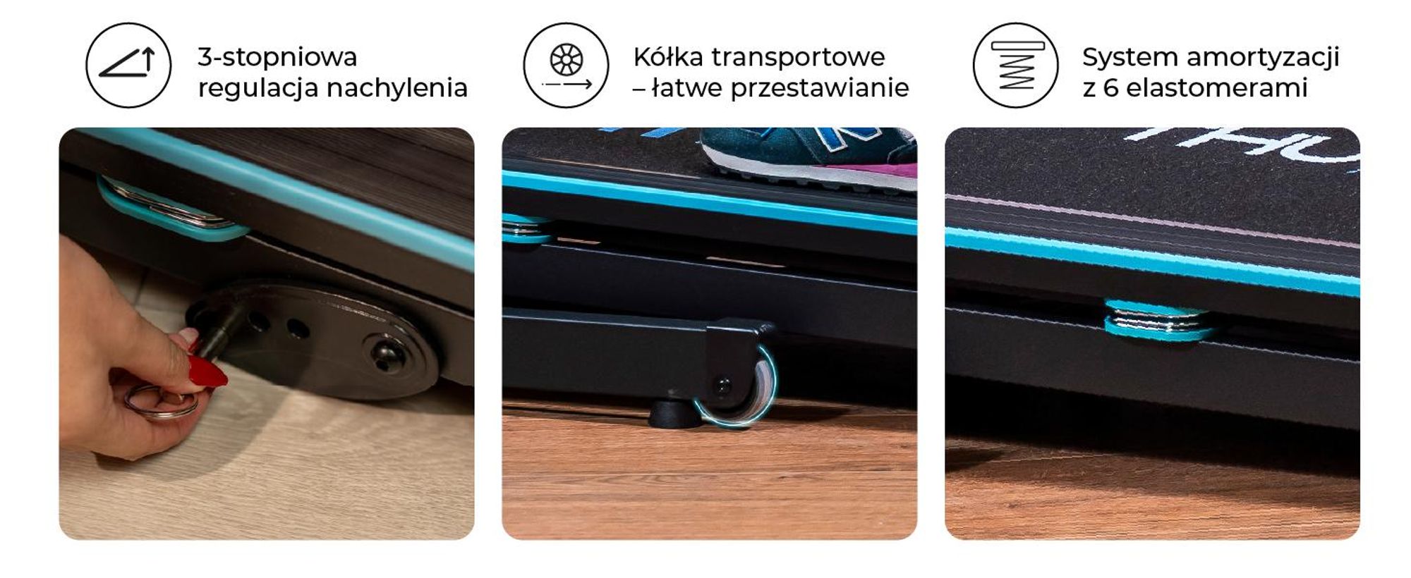 Bieżnia Thunder ICON BLACK 115x42cm 17km/h FitShow składana Bluetooth