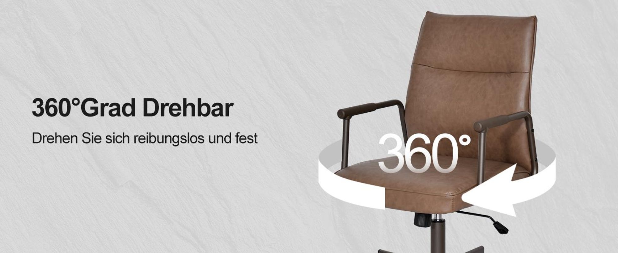 Duhome Schreibtischstuhl Ergonomisch Drehbar Bürostuhl Höhenverstellbar mit Armlehnen Drehstuhl mit Rollen für Büro Arbeitszimmer Office, Braun