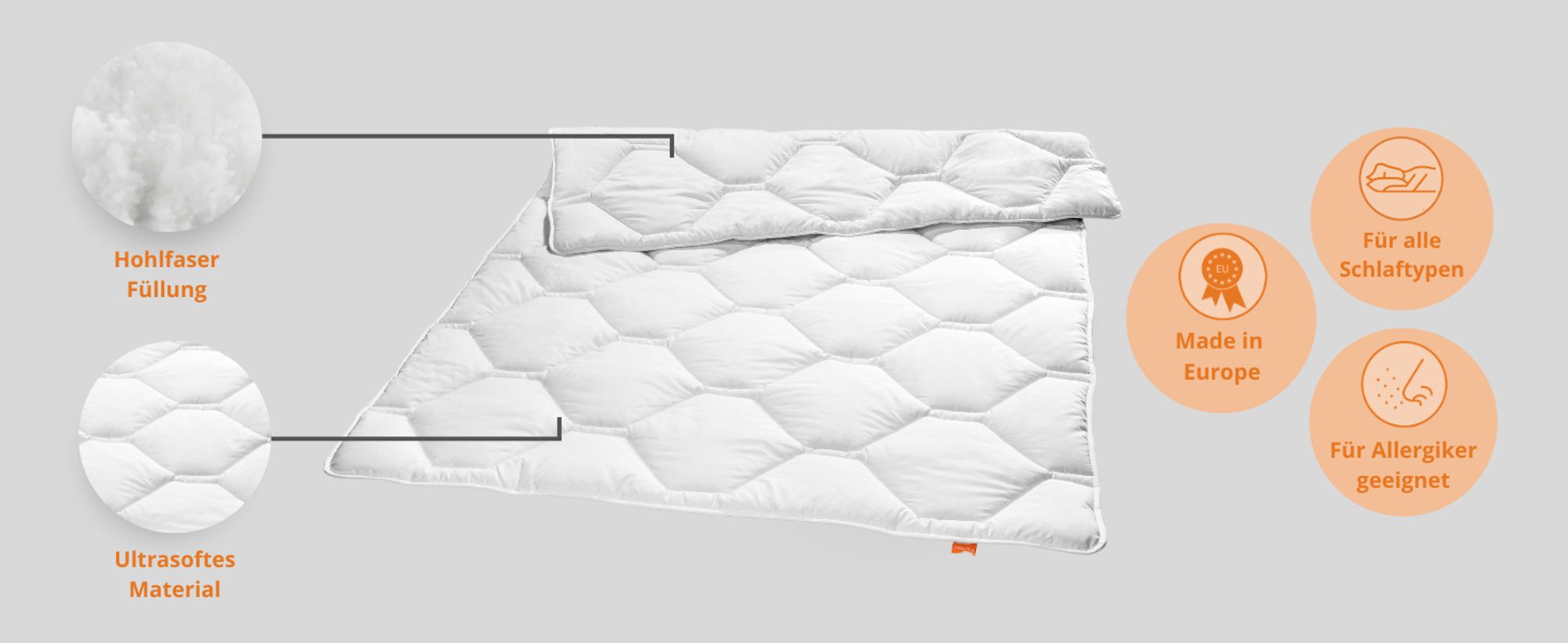 sleepling – Komfort 100, warme Winterdecke, Steppbett, 155x220 cm, allergikergeeignet