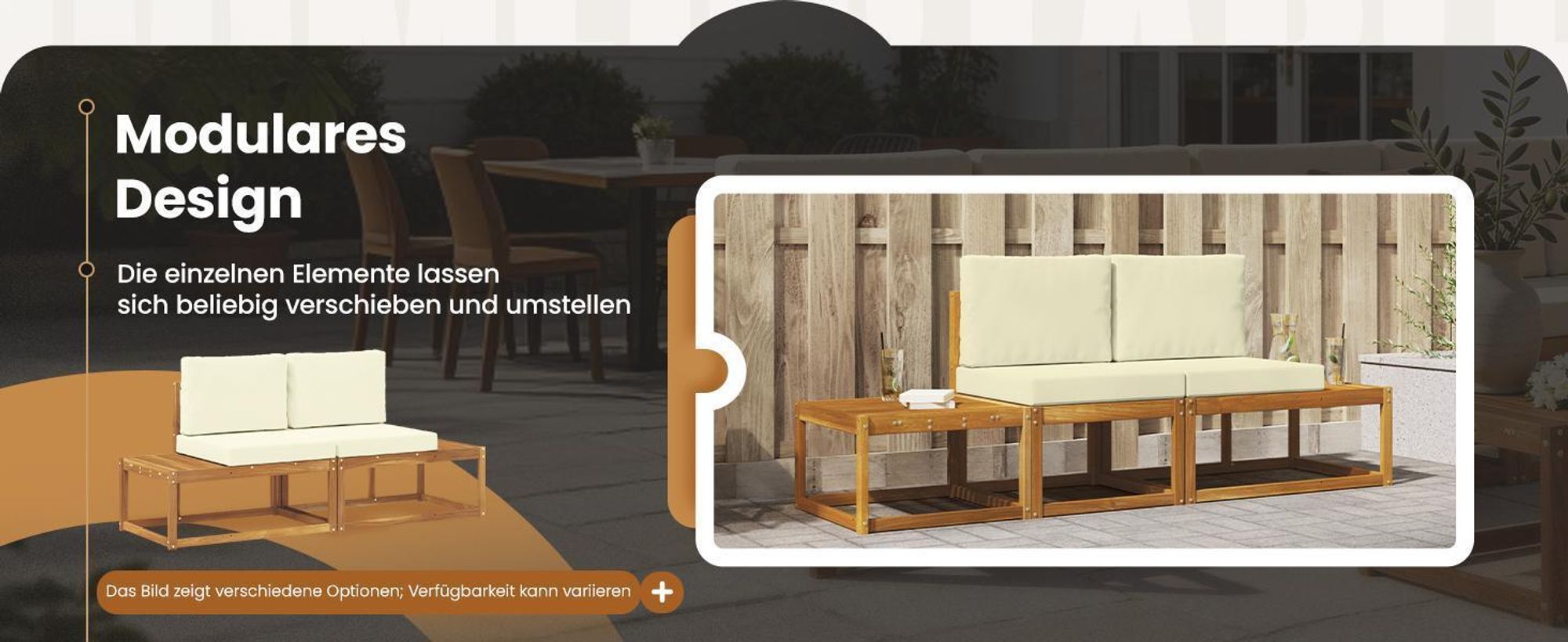 vidaXL Outdoor-Sofagarnitur mit Kissen 3 pcs Natur und Anthrazit