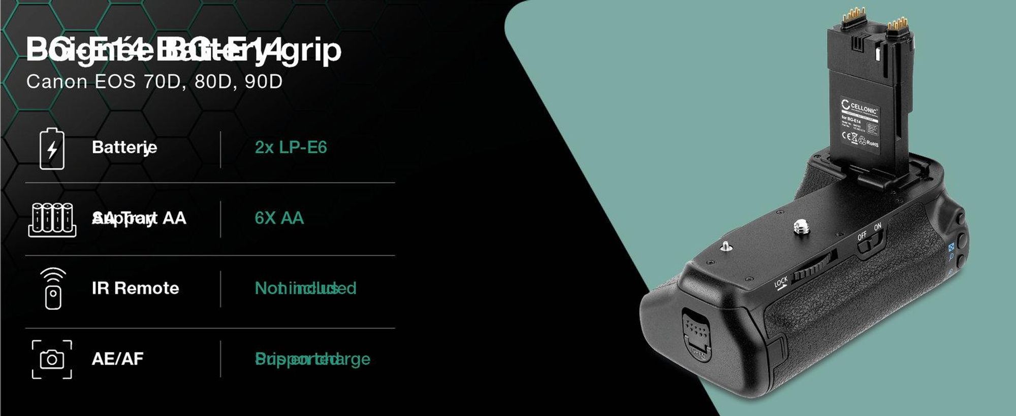 CELLONIC Grip d'alimentation compatible avec , Poignée de batterie BG-E10, Grip batterie, Battery Grip, appareil photo