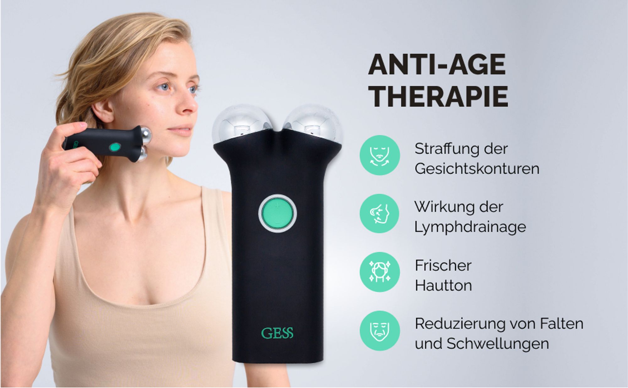 Microcurrent-Massagegerät - Erleben Sie eine jugendliche Haut mit unserer Anti-Aging-Technologie 4 Intensitätsmodi, Anti-Aging-Maschine - GESS SFERA
