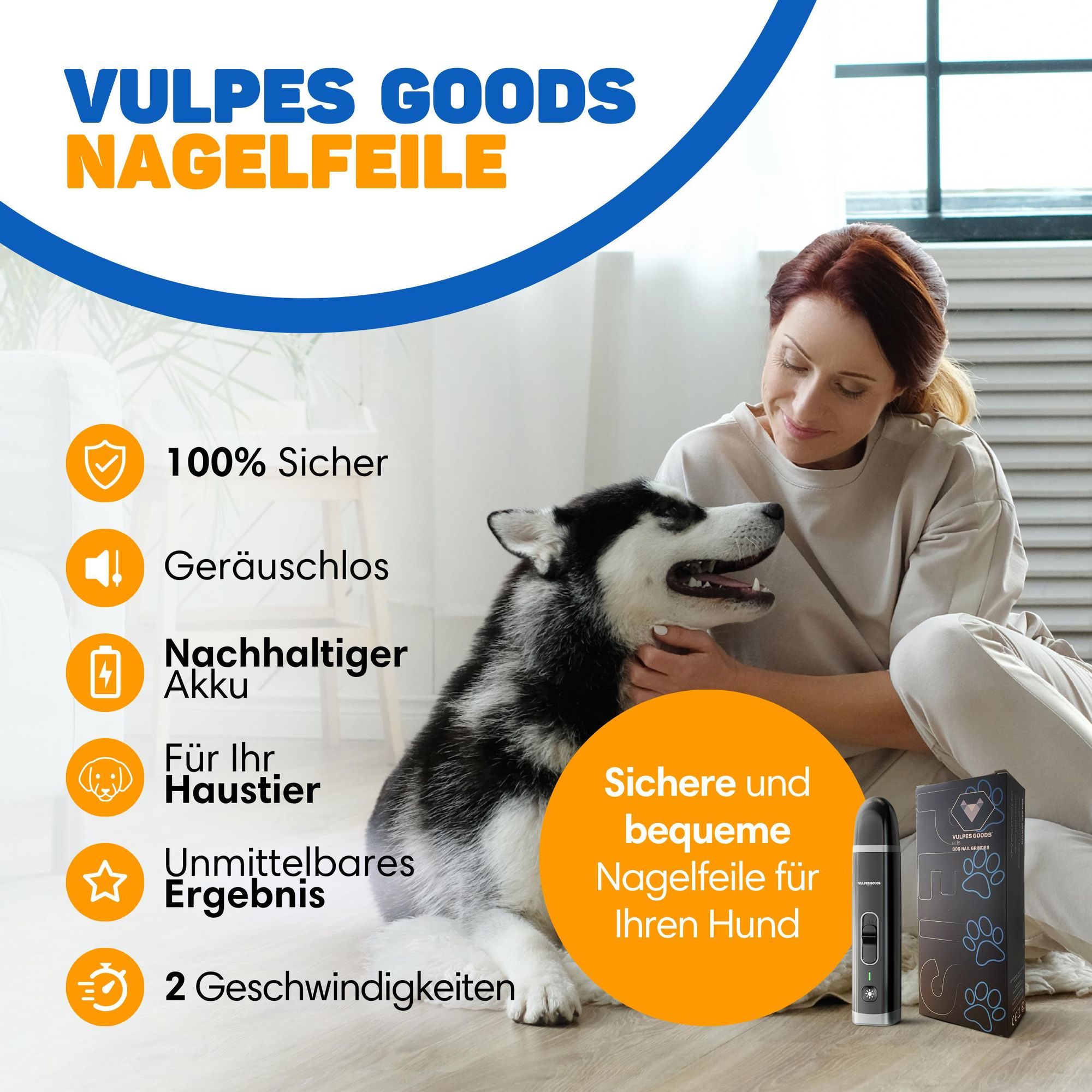 Vulpes Goods Hunde Katzen Krallenschleifer, Elektrische Nagelfeile Haustier, Nagelschleifer, Krallenschere