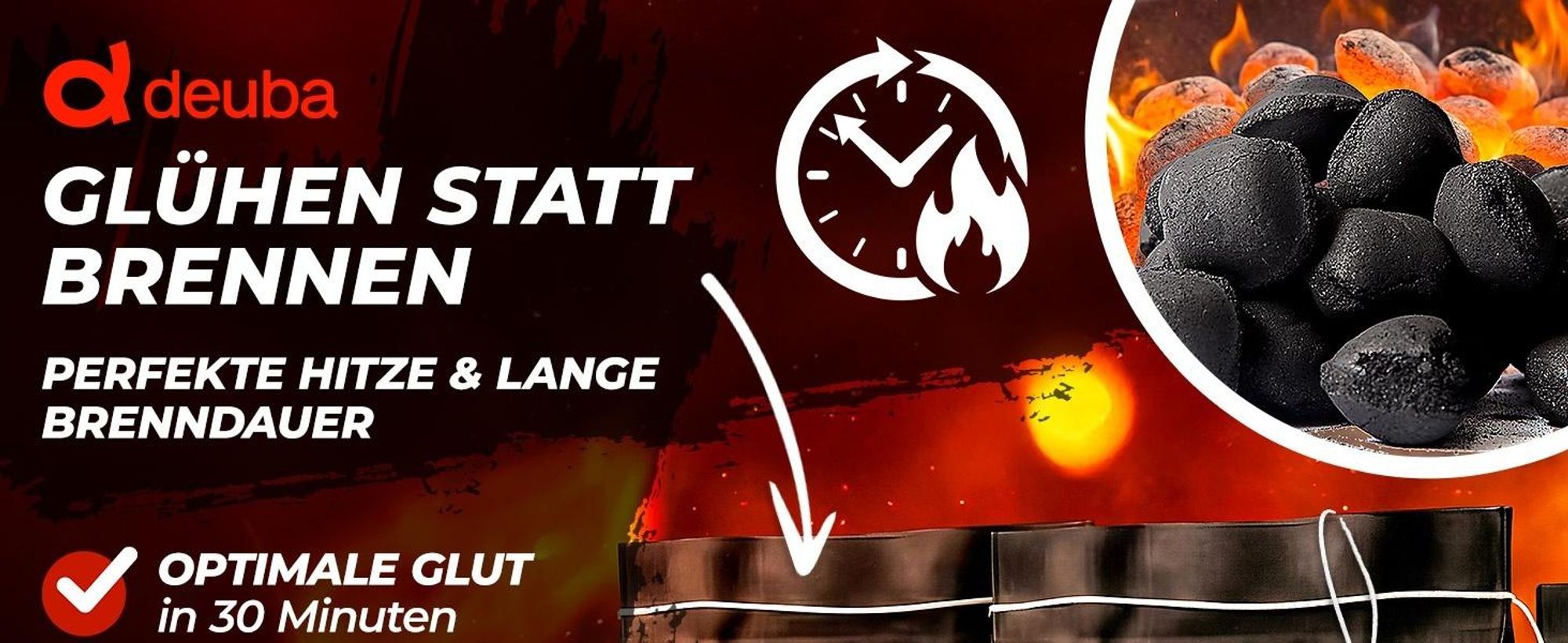 DEUBA® 27 kg Grillbriketts 9 x 3 kg Holzkohle Grillkohle Holzkohlebriketts Holzkohlegrill Grill Brikett Kohle