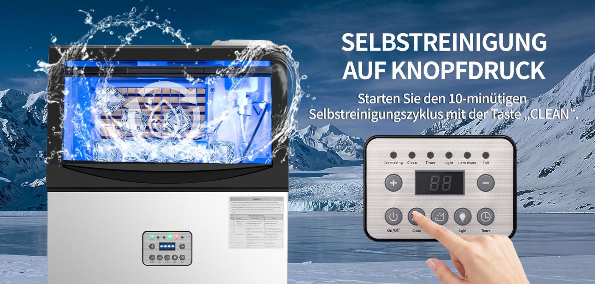Gewerbliche Eiswürfelmaschine, 72 kg/24 Std.Edelstahl Untertisch-Eismaschine mit 28 kg Eislagerkapazität