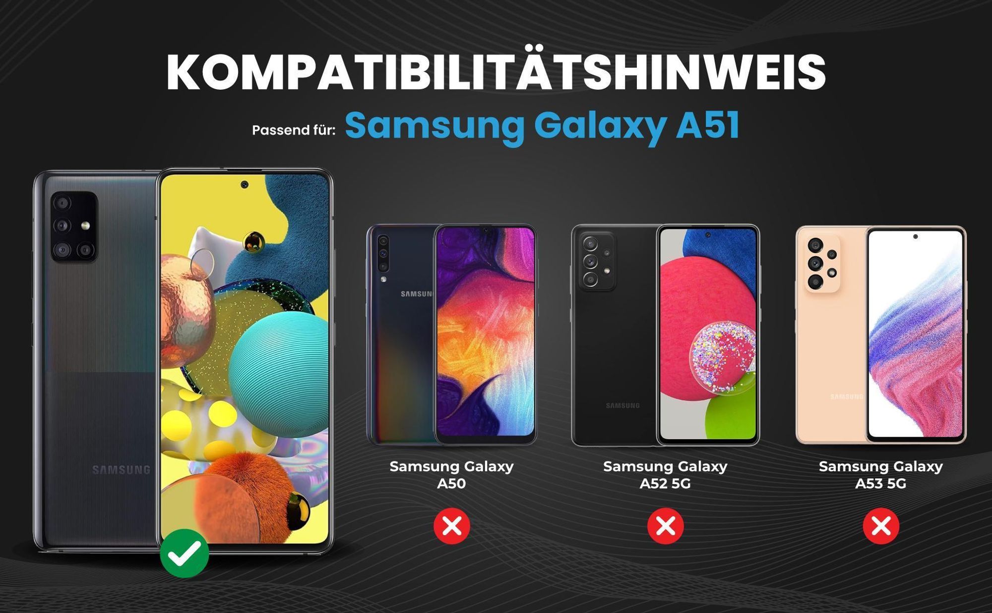 Kompatibilitätshinweise Hülle für Samsung Galaxy A51