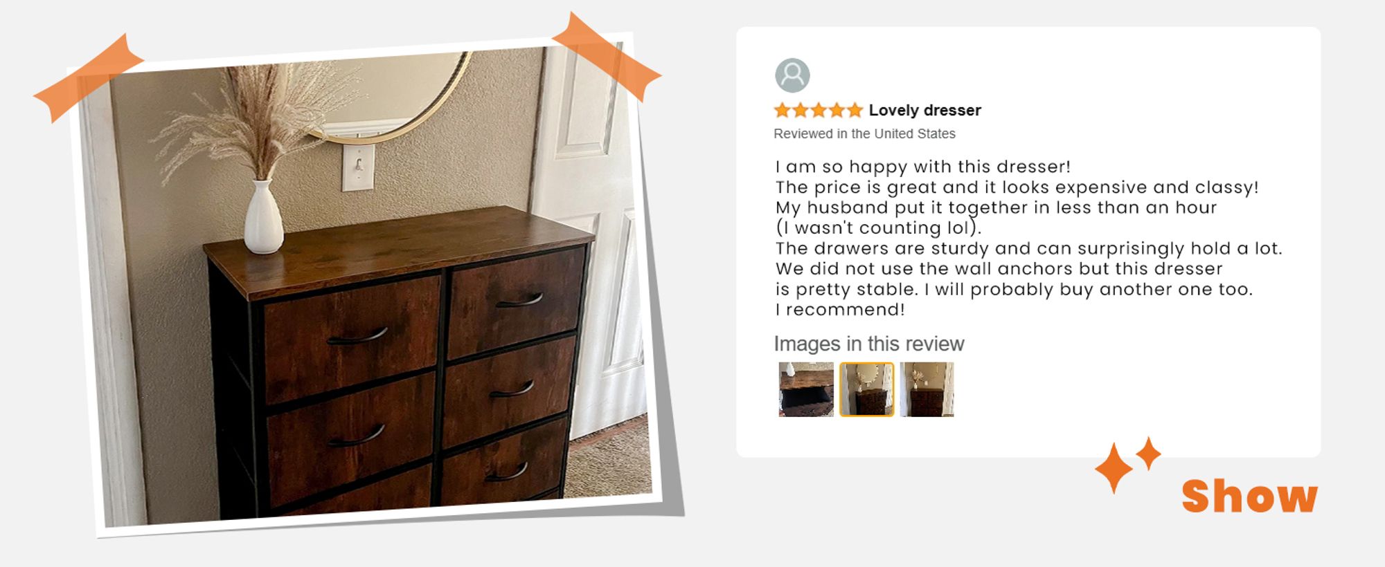 Kommode mit Stoffschubladen, Chest of Drawers mit 8 schubladenschrank, kommode schlafzimmer schubladen schrank，Stoffkommode drawer