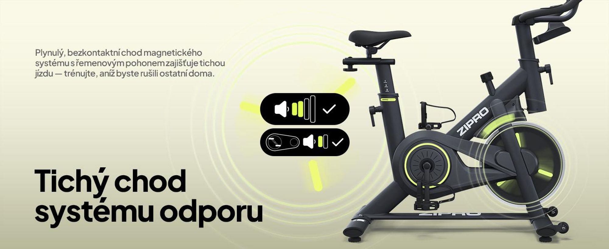 ZIPRO Domácí trenažér Modo Bluetooth aplikace Indoor Cycle Fitnessbike Domácí trenažér Bike tichý Kardio trénink Senioři 110 kg Trimmrad Kinomap