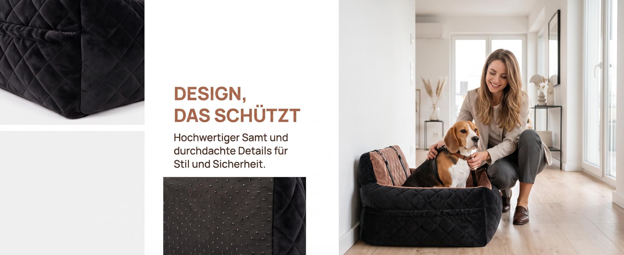 Hundesitz Auto für große/mittlere Hunde XXL , Universal Hundebett Autositz, mit Sicherungsgurt, Abriebfest, Rutschfest & Waschbar, 75 x 50 x 40cm