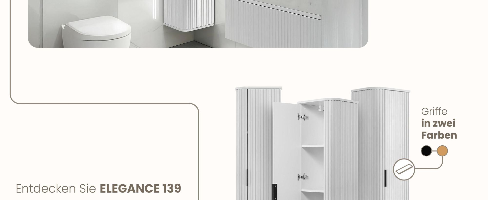 Hochschrank 139 cm - Weiß - Badmöbel, Badezimmermöbel, Badezimmer Hochschrank