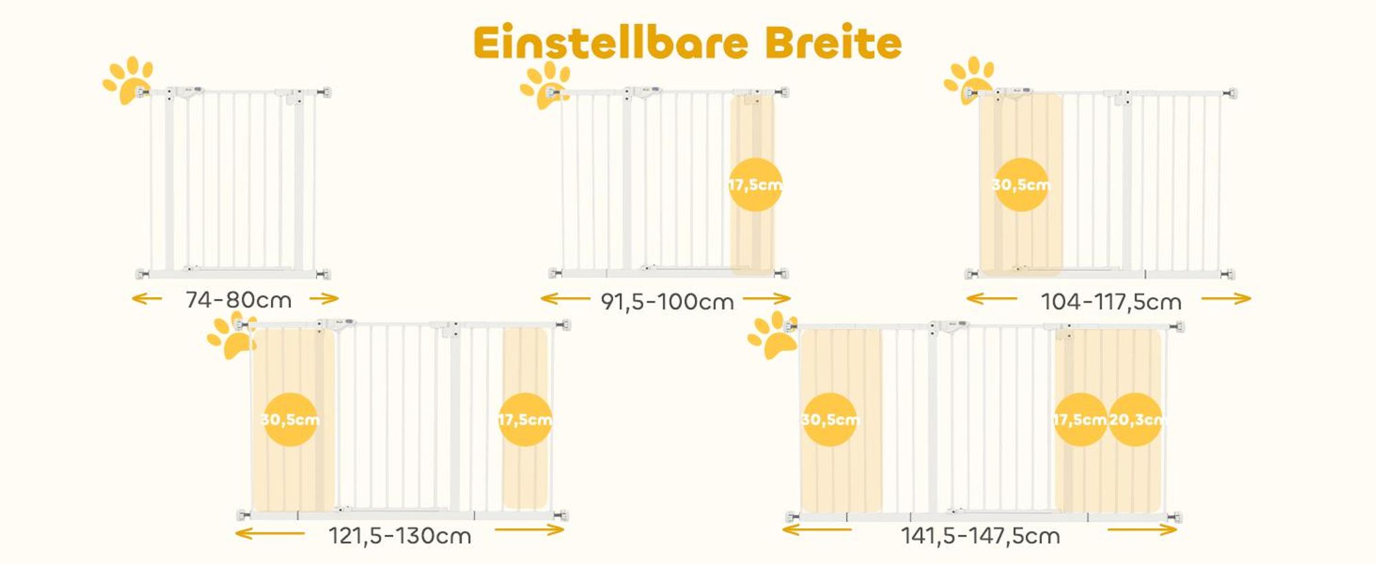 PawHut Türschutzgitter Hunde, Treppenschutzgitter, Hundegitter, Absperrgitter