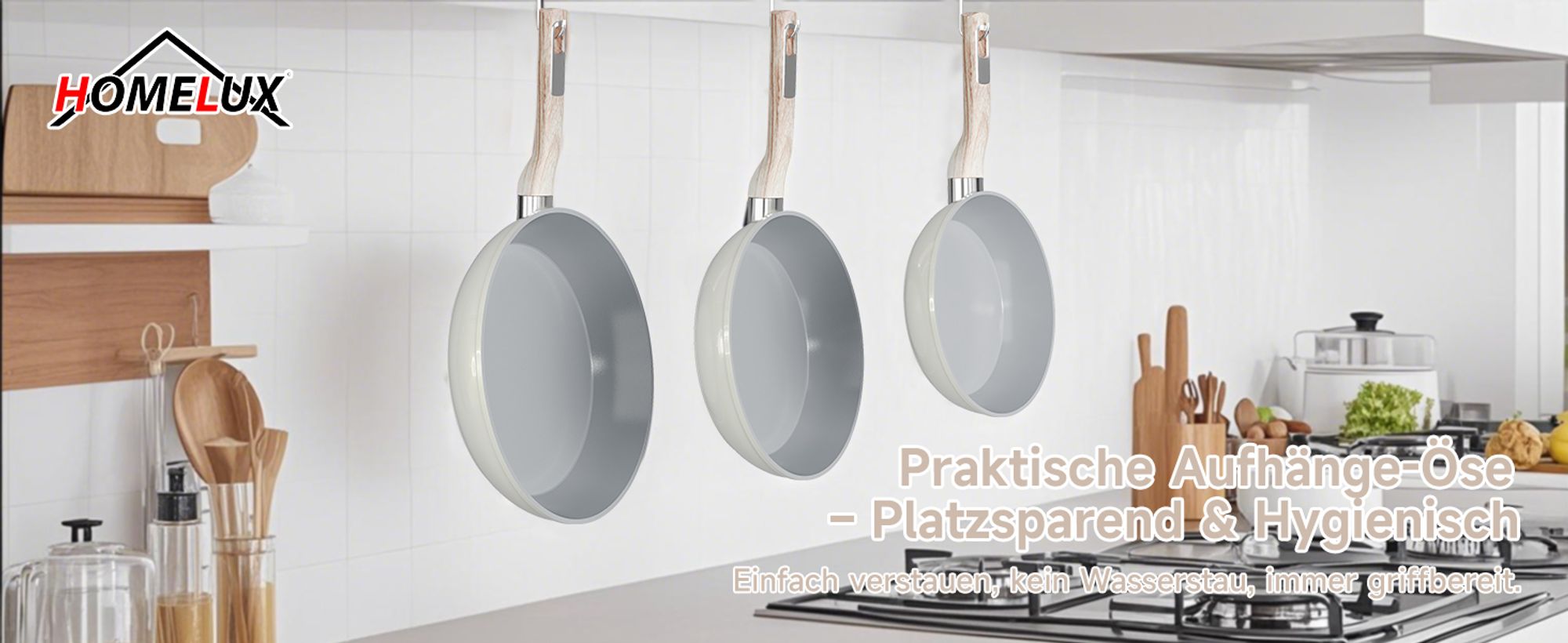 Pfannenset Pfanne Ø20/24/28cm,3TLG Bratpfanne beschichtete Pfanne Induktion für alle Herdart
