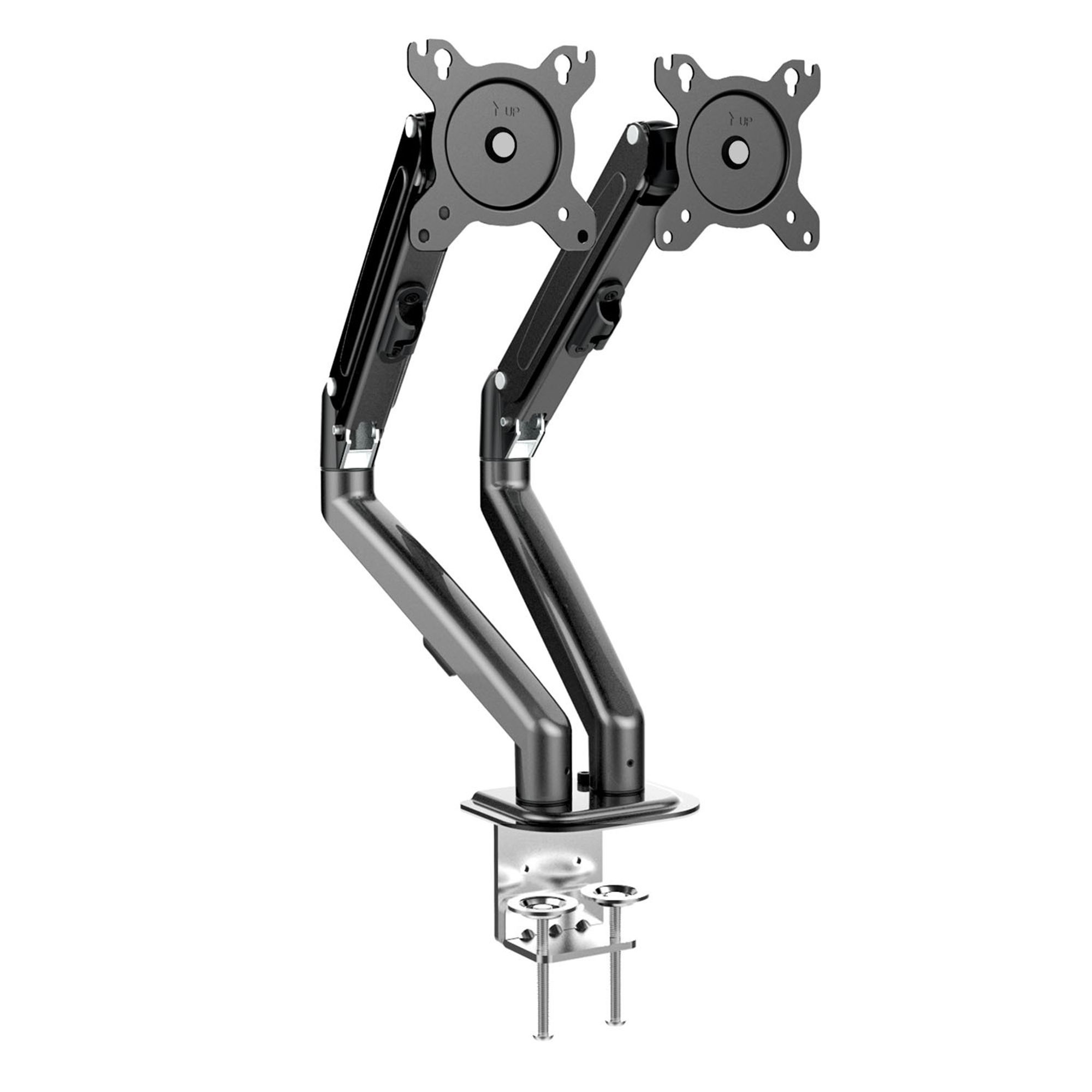 Maclean MC-861N 2-Fach Monitorhalterung Tischhalterung für 2 Monitore mit Gasfeder, Monitorarm Monitorhalterung 13"-27" bis 14kg