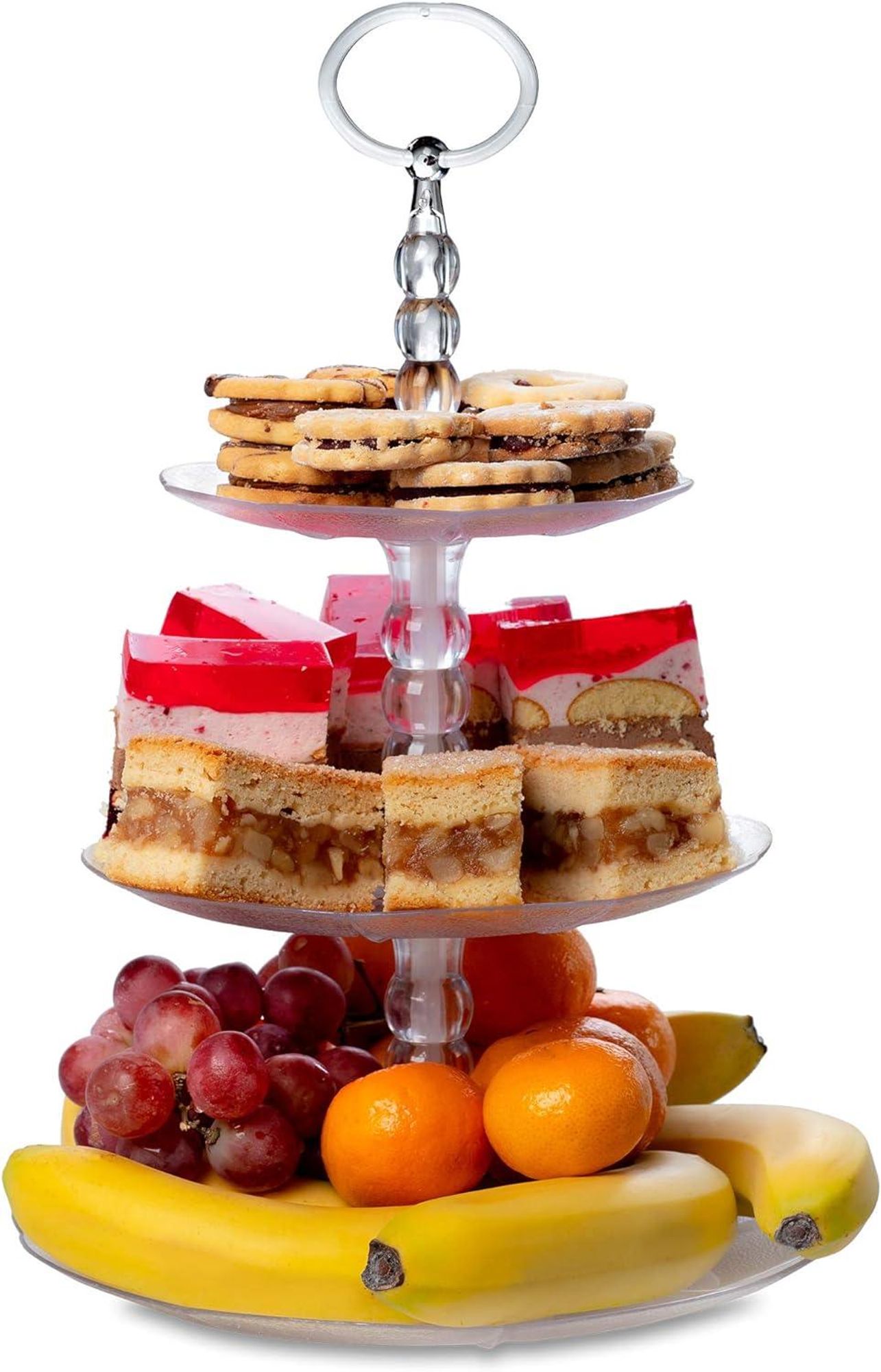 KADAX Etagere "Bethel", Servierständer aus Kunststoff, 3 stöckiger Teller mit Griff, Gebäckschale, 39 cm