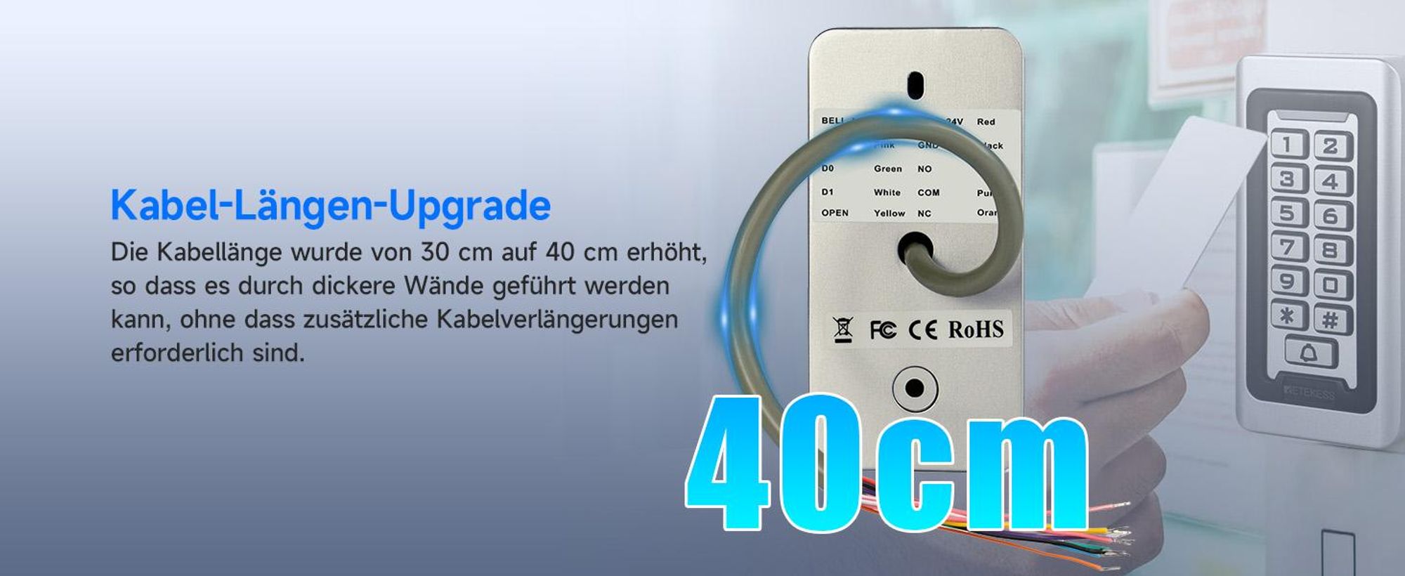 Retekess T-AC03 Codeschloss Türschloss, Codeschloss Garagentor, Wasserdichte RFID IP68, Codetaster  Garagentor, für Fabrik Warehouse Wohngebäude Bank