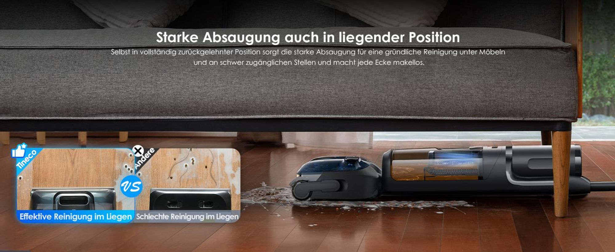 Tineco FLOOR ONE Switch S7 Stretch 5-in-1 Nass-Trockensauger & Akkusauger Set, FlashDry, Anti-Tangle, 50 Min. Laufzeit Multifunktionaler Bodenreiniger