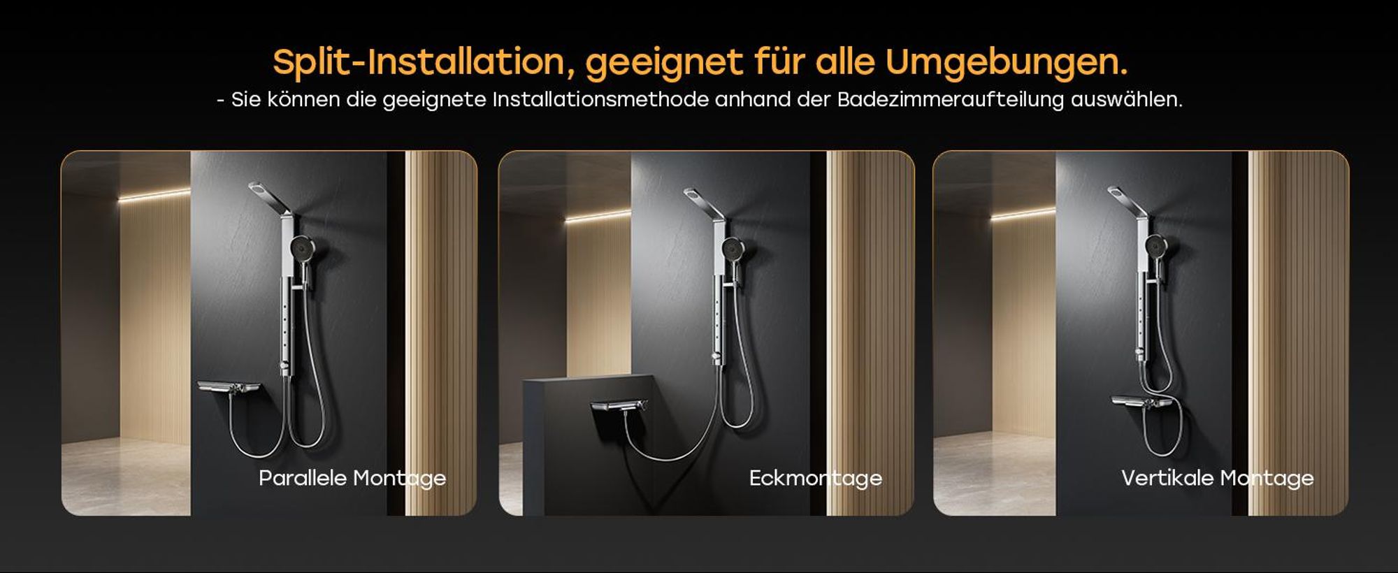 HOROW RainFlexi S2 Duschpaneel mit Thermostat, Chrom Regendusche mit Klappbaren Kopfbrause, Höhenverstellbares Duschsystem