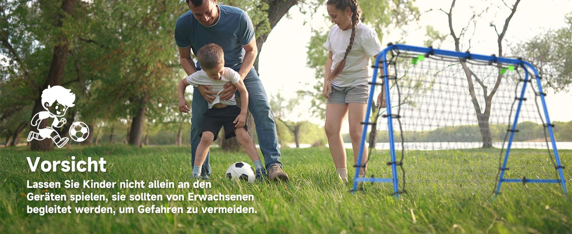 HOMCOM Fußball Rebounder Kickback Tor Rückprallwand Netz beidseitiger Rückprall Verstellbar in 5 Stufen Stahl Blau 100 x 95 x 90 cm