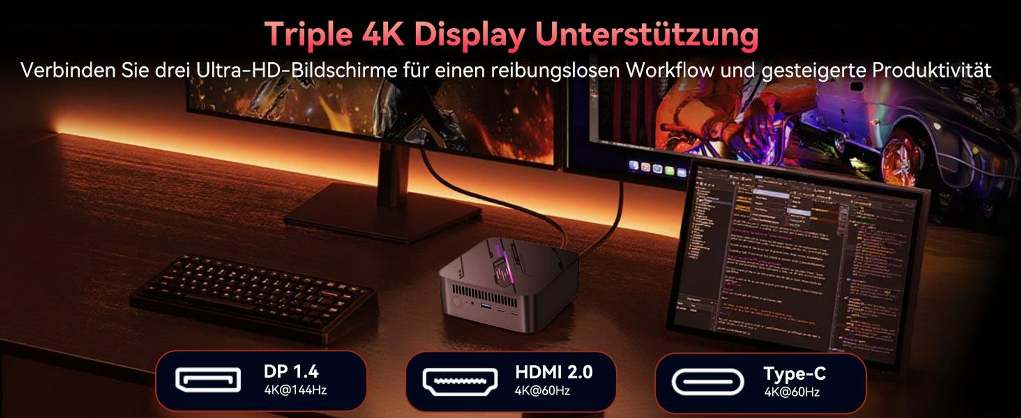 Blackview MP100 Mini PC Gaming AMD Ryzen 5 7430U(6C/12T, bis zu 4.3 GHz), 32GB RAM LPDDR4 1TB NVME PCIe3.0 SSD, WiFi 6/4K UHD/USB 3.2*2/Type C 3.0*2