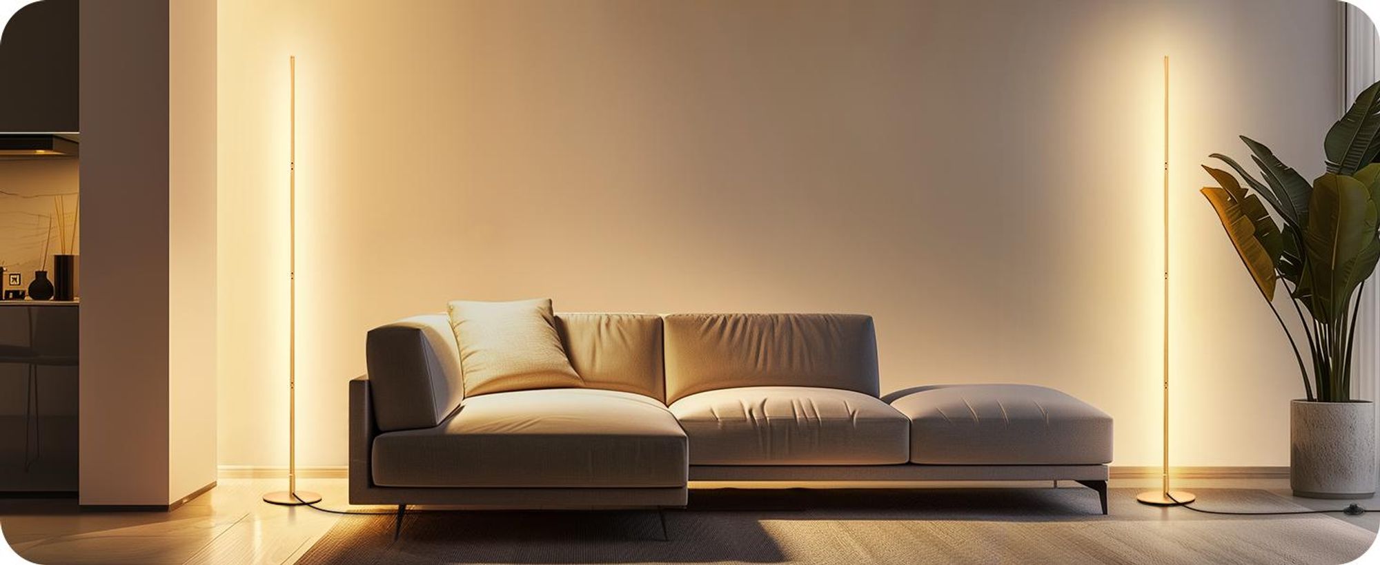 EDISHINE 2 Stück LED Stehlampe Dimmbar, 3000K warmweiße Stehleuchte mit Memory-Funktion, Gold,146 cm