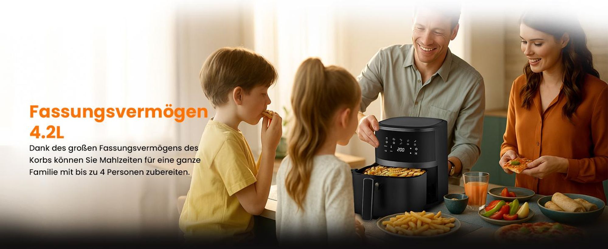 Extralink Heißluftfritteuse 4,2 L 1400 W Air Fryer Touchdisplay