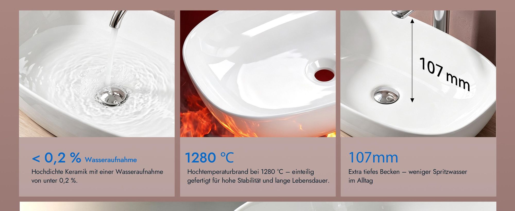 doporro Aufsatzwaschbecken Keramik Waschbecken Waschschlae 600x395x140 mm Gäste-WC weiß glänzend Handwaschbecken Waschtisch Brüssel104
