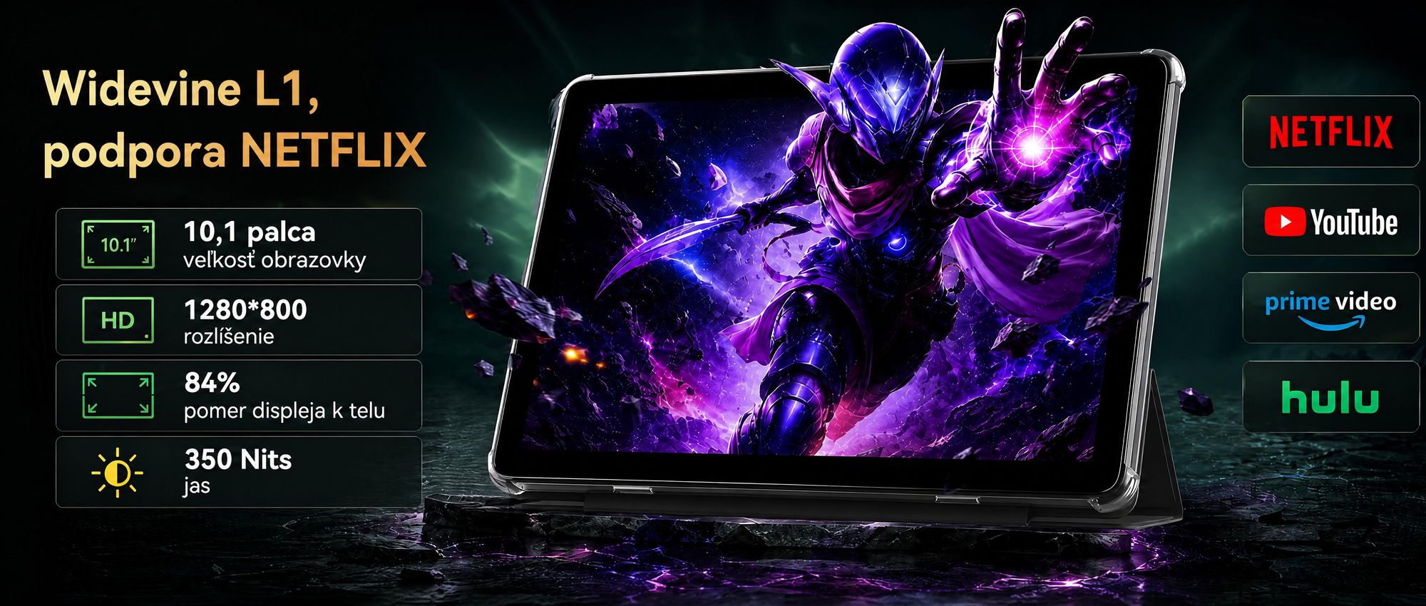 BESTTAB T20 10.1'' Android 16 Set Tablet, 24GB (8+16GB rozšíriteľný) RAM+256GB ROM(2TB TF), s krytom/perom/myšou/klávesnicou, Widevine L1, 5G WiFi