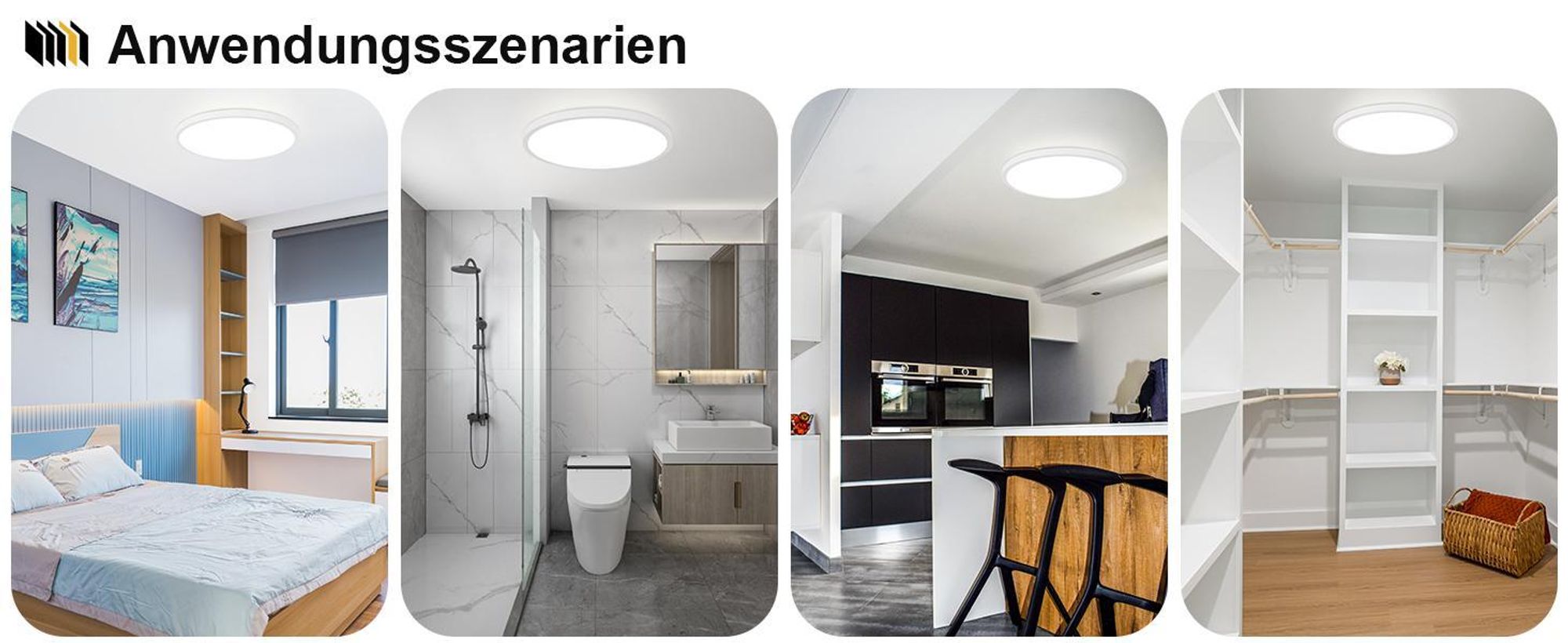 ZMH Deckenlampe LED Deckenleuchte 24W Flach Ø30cm Rund Schlafzimmerlampe Weiß Deckenbeleuchtung Flurlampe 3000K für Bad Küche Flur Schlafzimmer