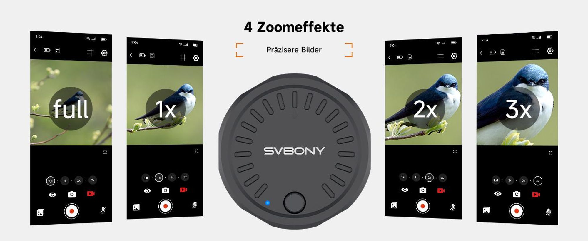 Svbony SC002 Spektiv Kamera, WIFI Elektronische Okularkamera, 2MP 1080P, 32GB TF-Karte, 10m Übertragung, 4 Zoom-Effekte, 37-56mm, für Fotografi