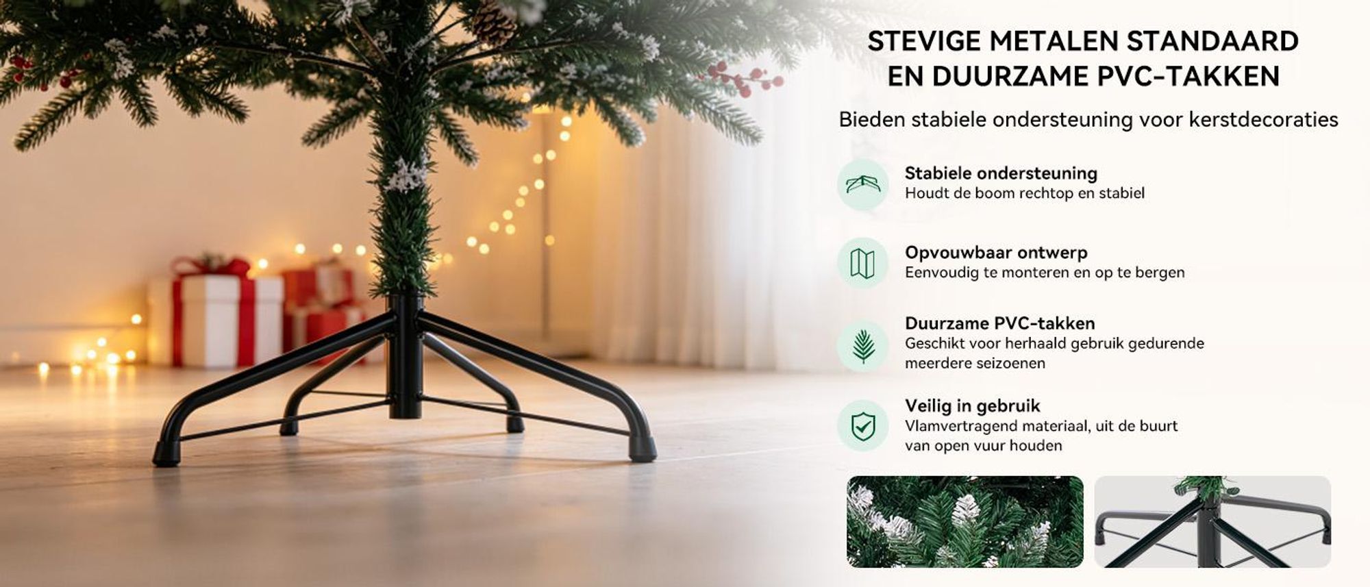 Vlamvertragende PVC-takken met stabiele metalen standaard